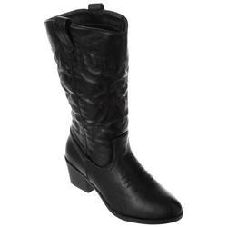 Women's Faux Leather Cowgirl Tall Boots - Black