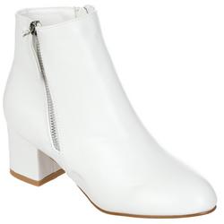 Women's Faux Leather Ankle Boots - White