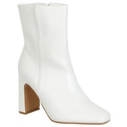 Women's Faux Leather Midi Boots - White