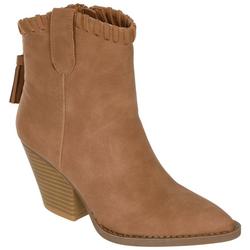 Women's Faux Leather Ankle Boots - Brown