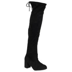 Women's Faux Leather Over the Knee Boots - Black