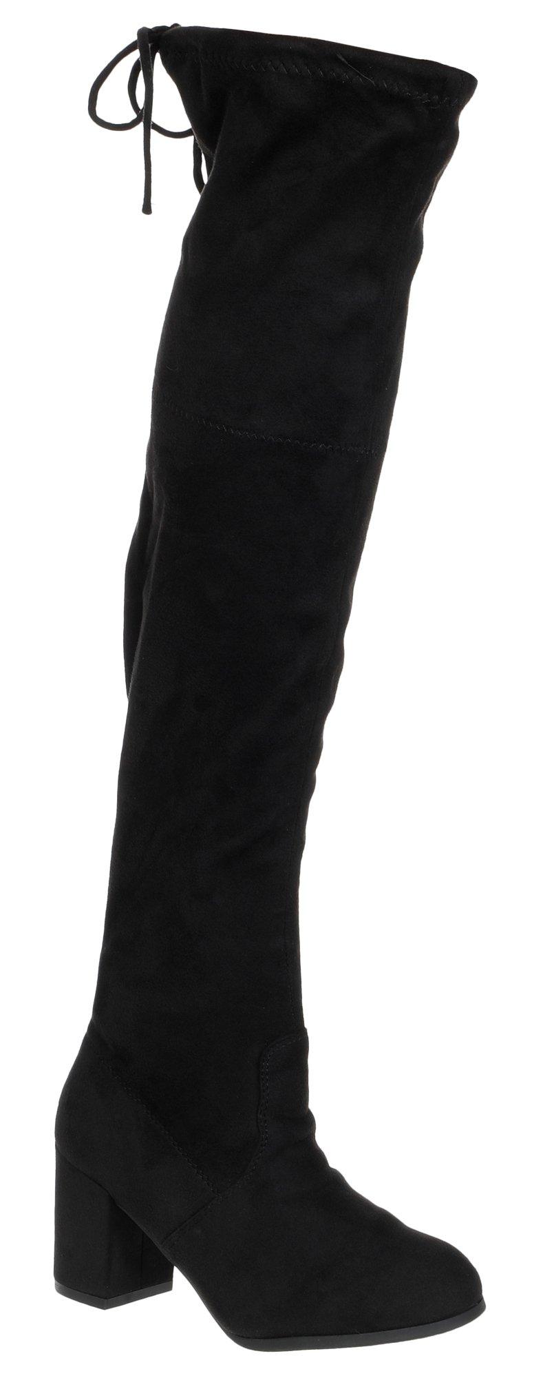 Women's Faux Leather Over the Knee Boots - Black