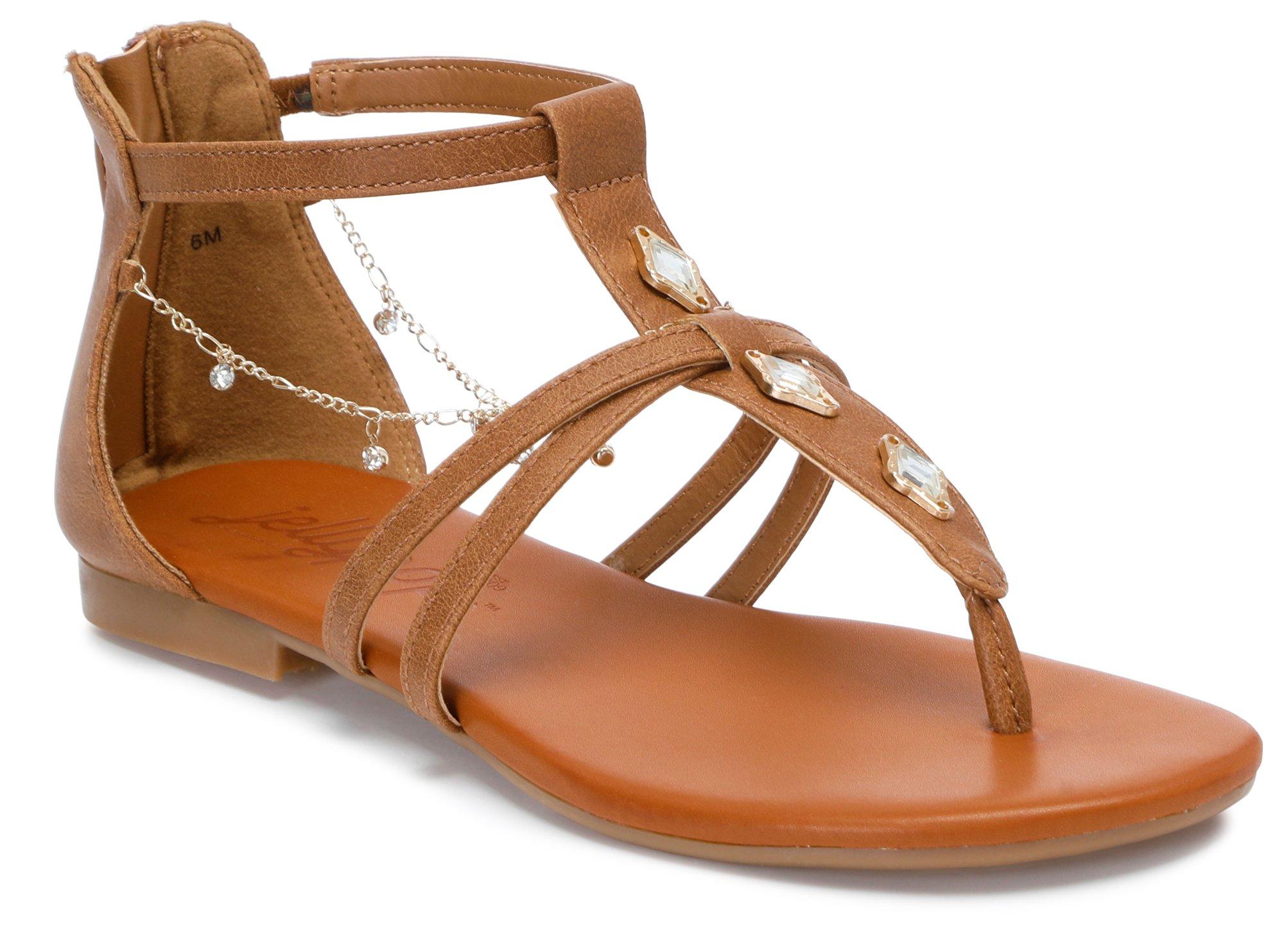 Women's Rhinestone Chain Gladiator Flat Sandals