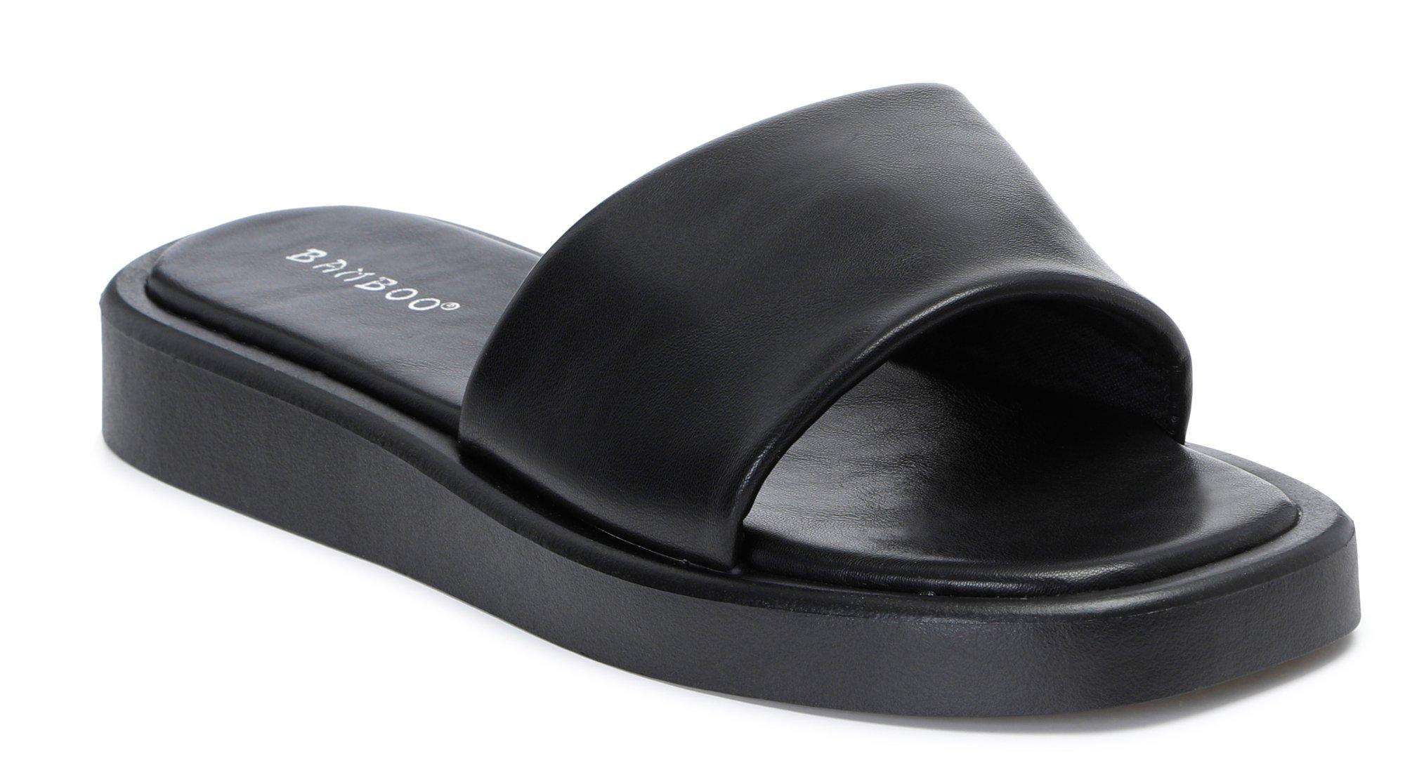 Women's Solid Vegan Leather Slides