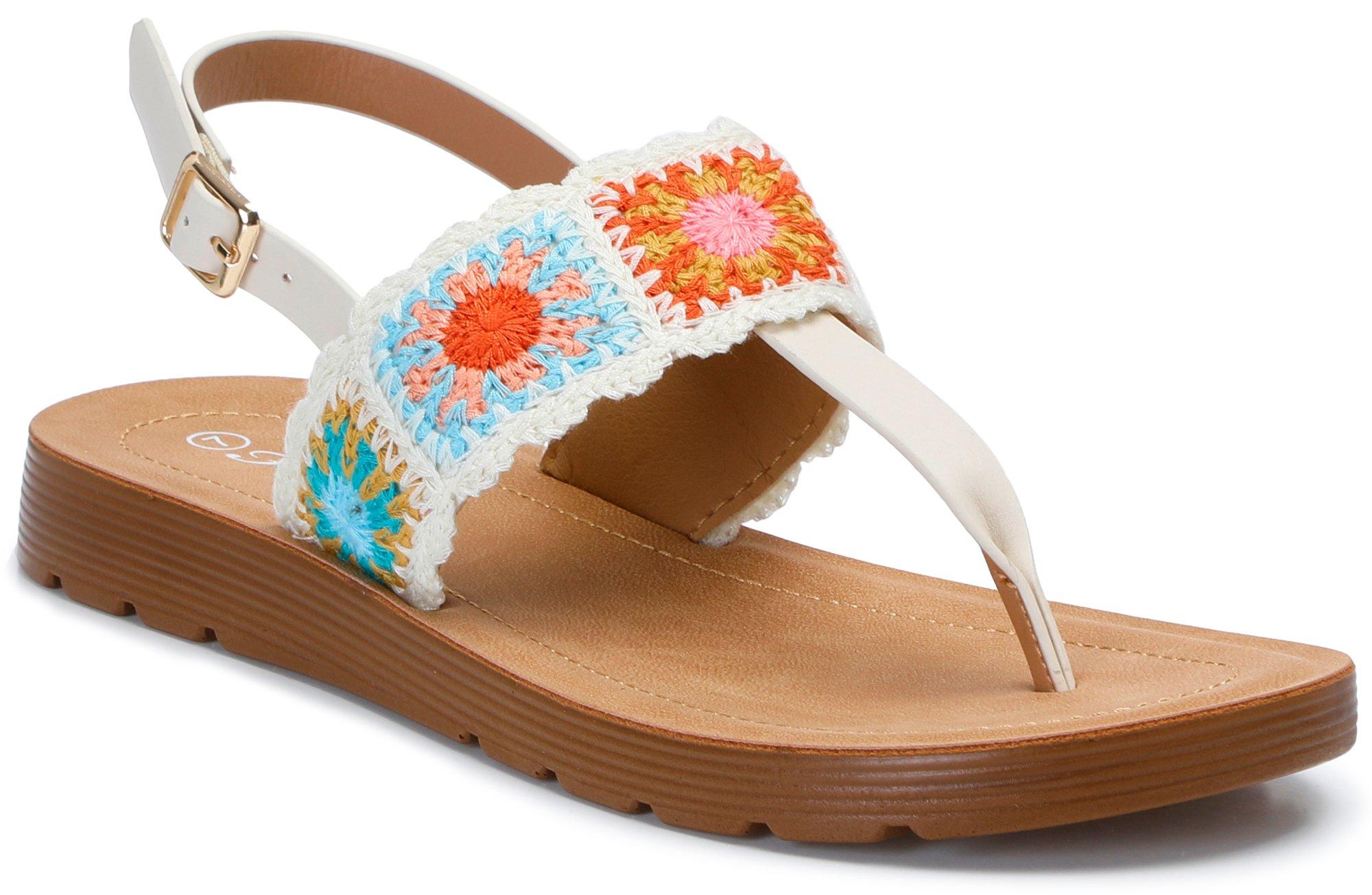 Women's Embroidered Flat Sandals