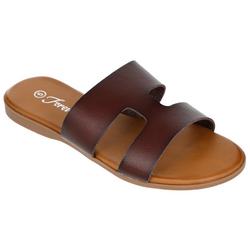 Women's Faux Leather Slides - Brown