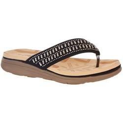 Women's Studded Comfort Wedge Sandals - Black