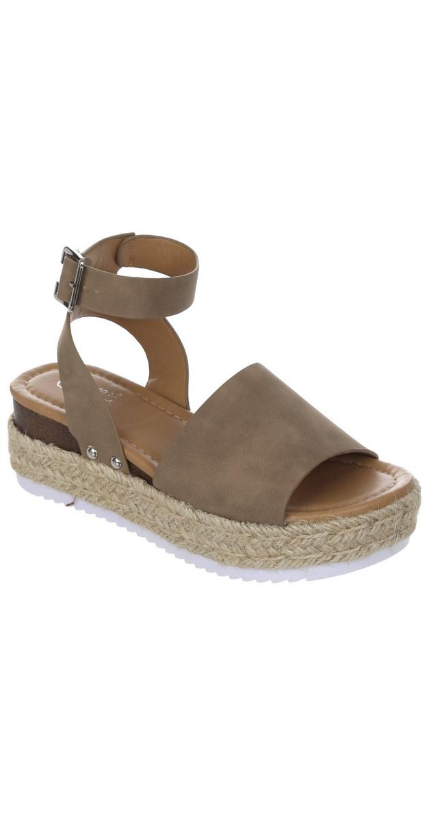 Womens Solid Strap Espadrille Flatform Sandals Tan Bealls