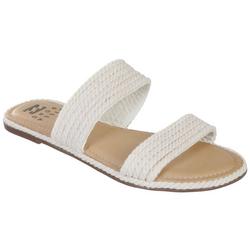 Women's Woven Double Band Flat Sandals - White