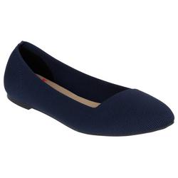 Women's Pointed Solid Knit Flats - Navy