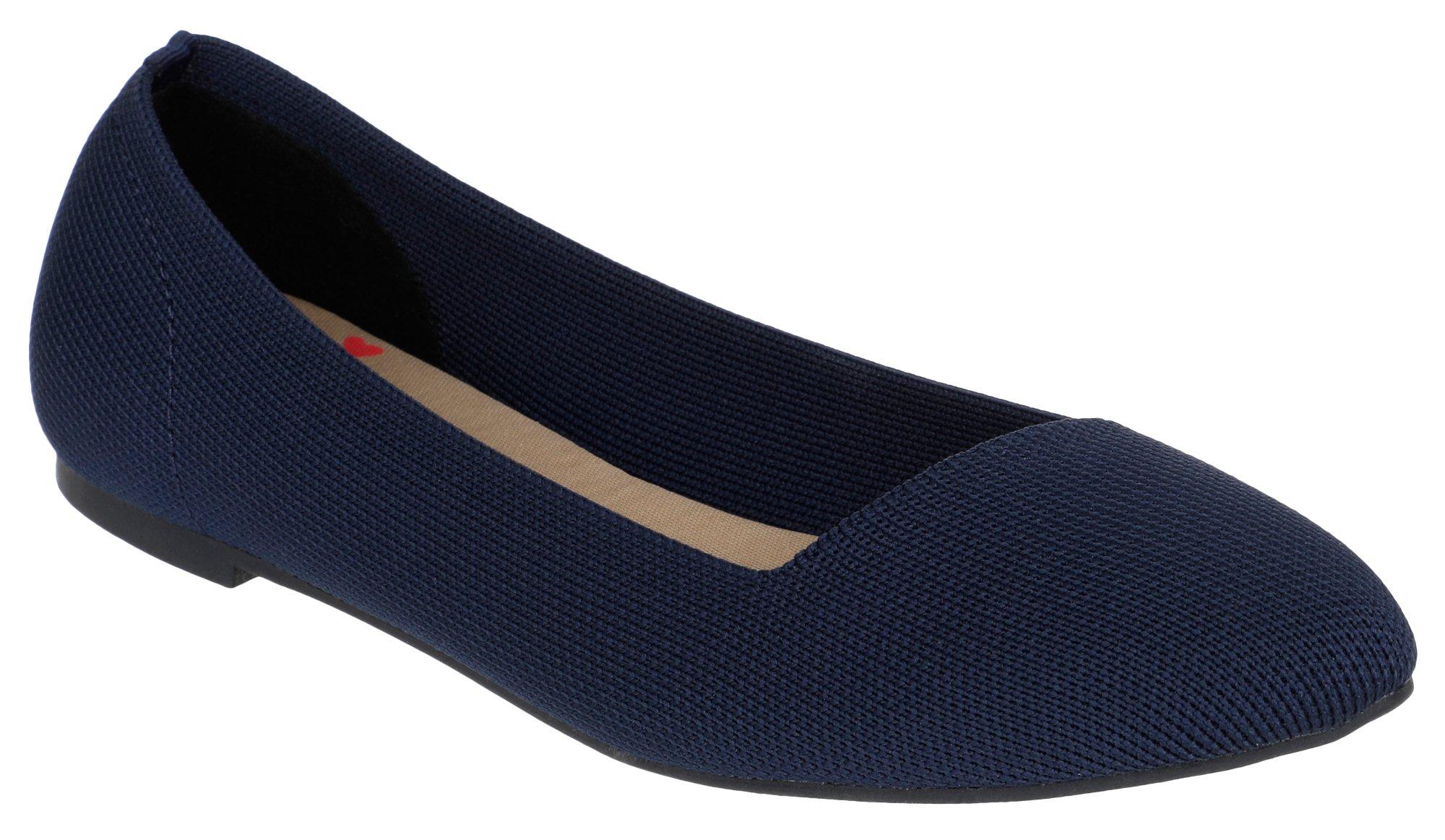 Women's Pointed Solid Knit Flats - Navy