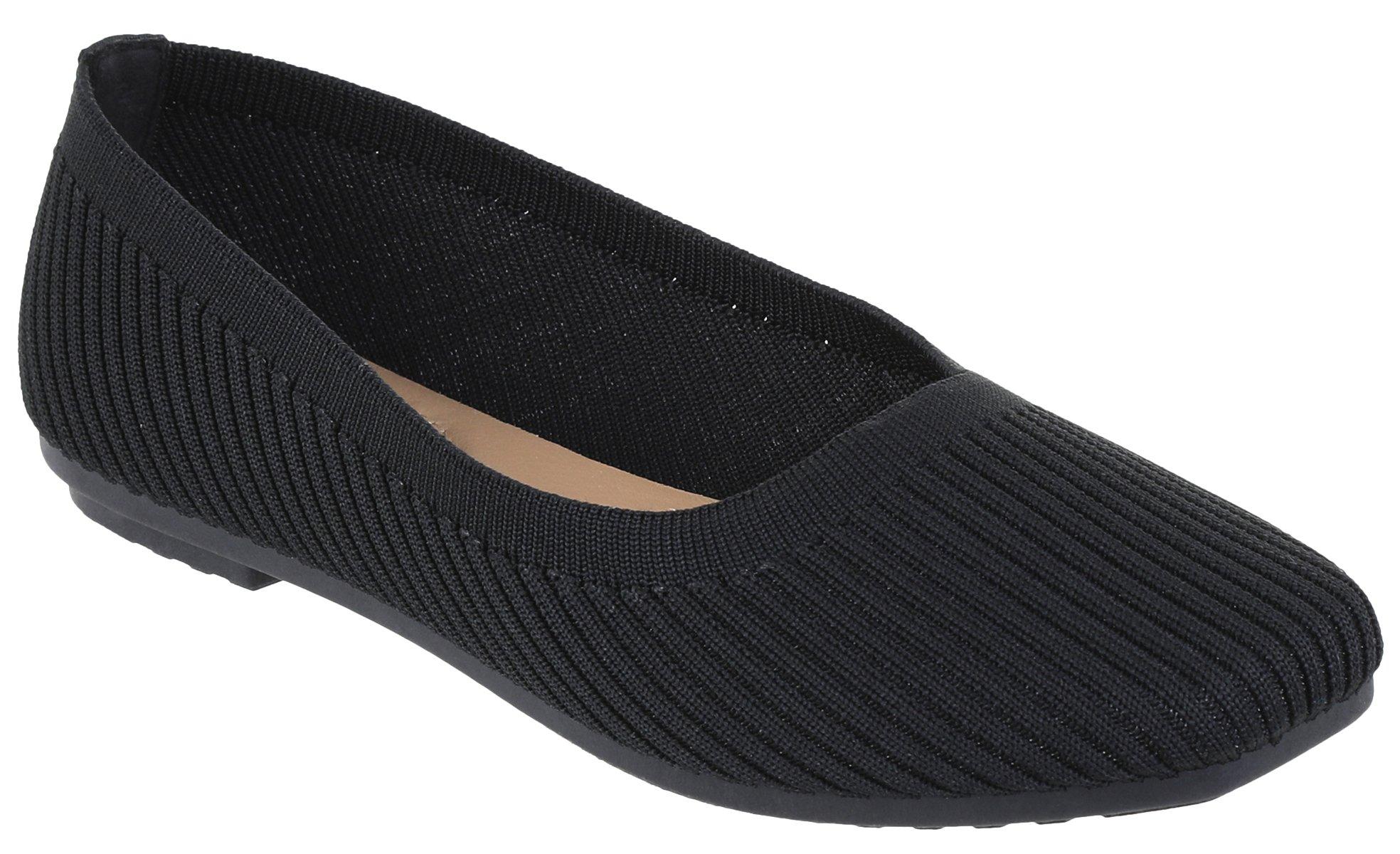 Women's Present Solid Knit Flats - Black
