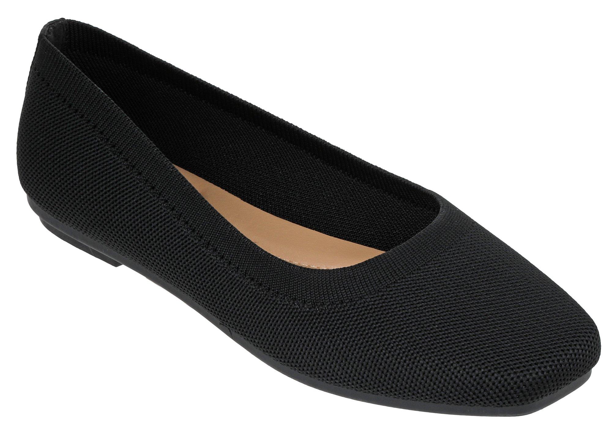 Women's Present Solid Knit Flats - Black