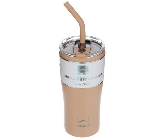 Wellness 20-oz. Double-Wall Stainless Steel Tumbler With Straw