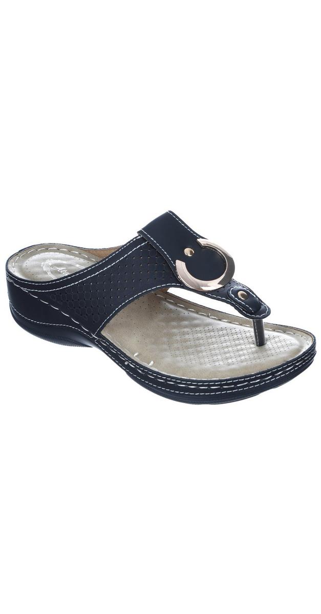 Women's Perforated Comfort Wedge Flip Flops Black bealls