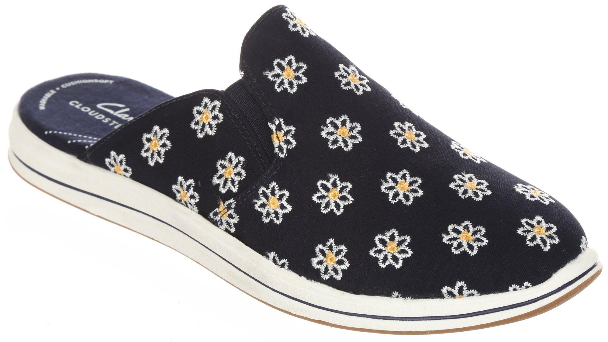 Women's Floral Embroidered Canvas Slip Ons