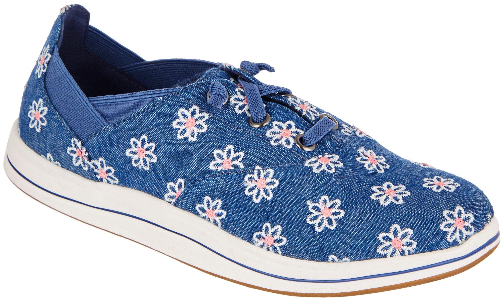 Women's Embroidered Floral Canvas Sneakers