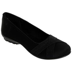 Women's Solid Round Toe Flats - Black