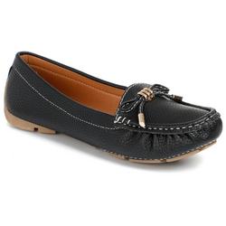 Women's Faux Pebbled Leather Jimmi Loafers - Black