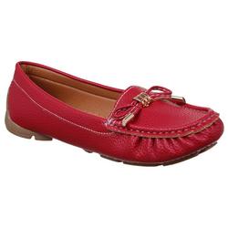 Women' Faux Leather Loafers - Red