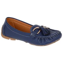 Pebbled Faux Leather Tasseled Moccasins