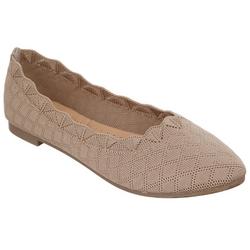 Women's Perforated Scallop Trim Flats - Taupe