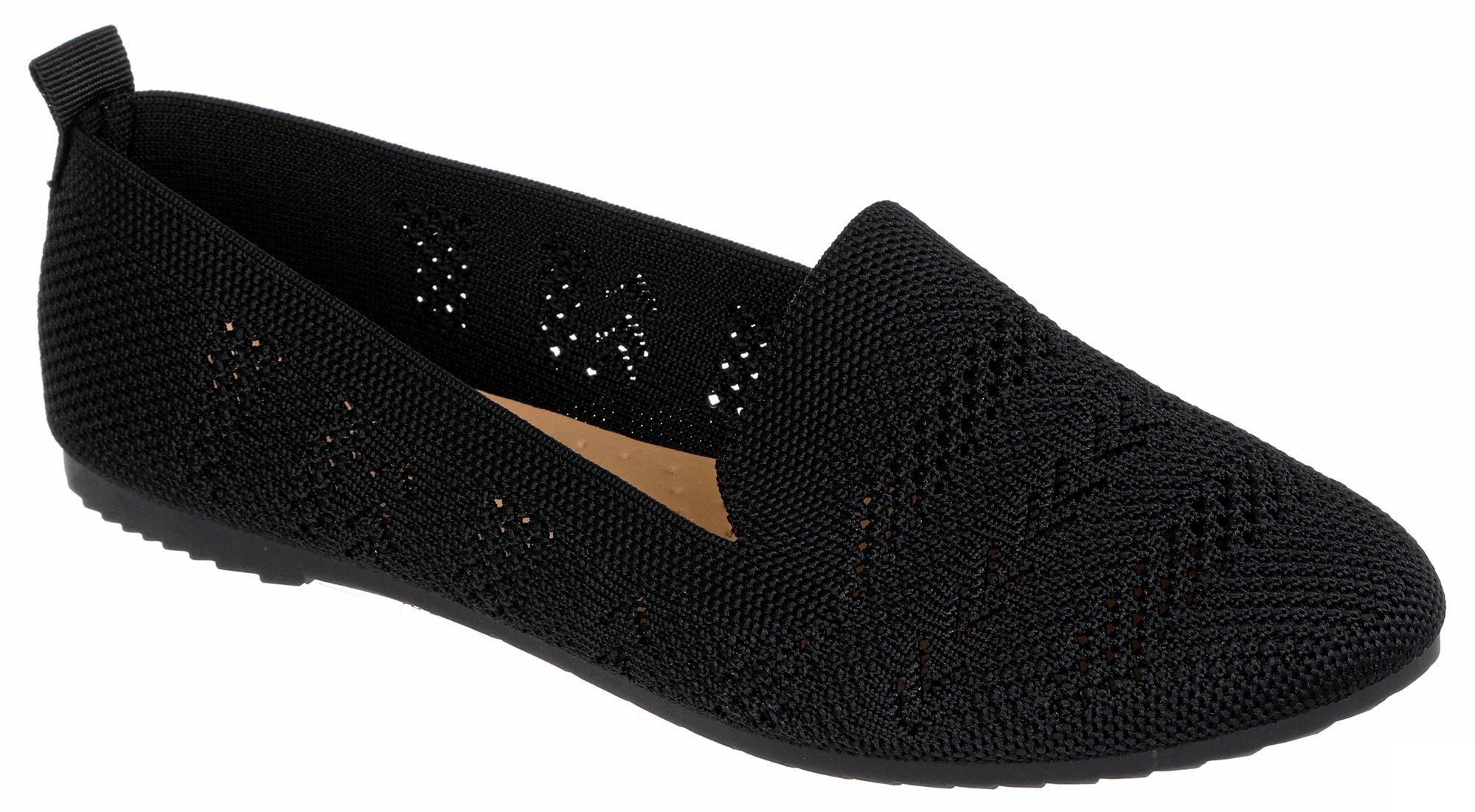 Women's Woven Knit Flats - Black
