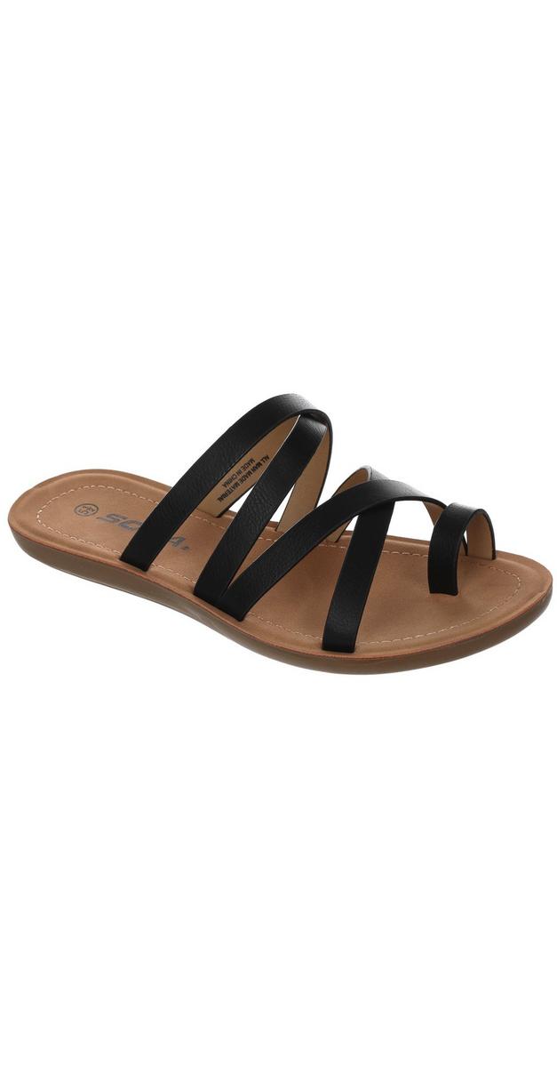 Women's Isabel Cross Strap Toe Loop Slides - Black | bealls