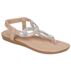 Women's Jewel Embellished Flat Sandals - Tan