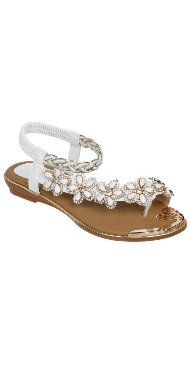 Women's Jeweled Flower Sandals - White | bealls