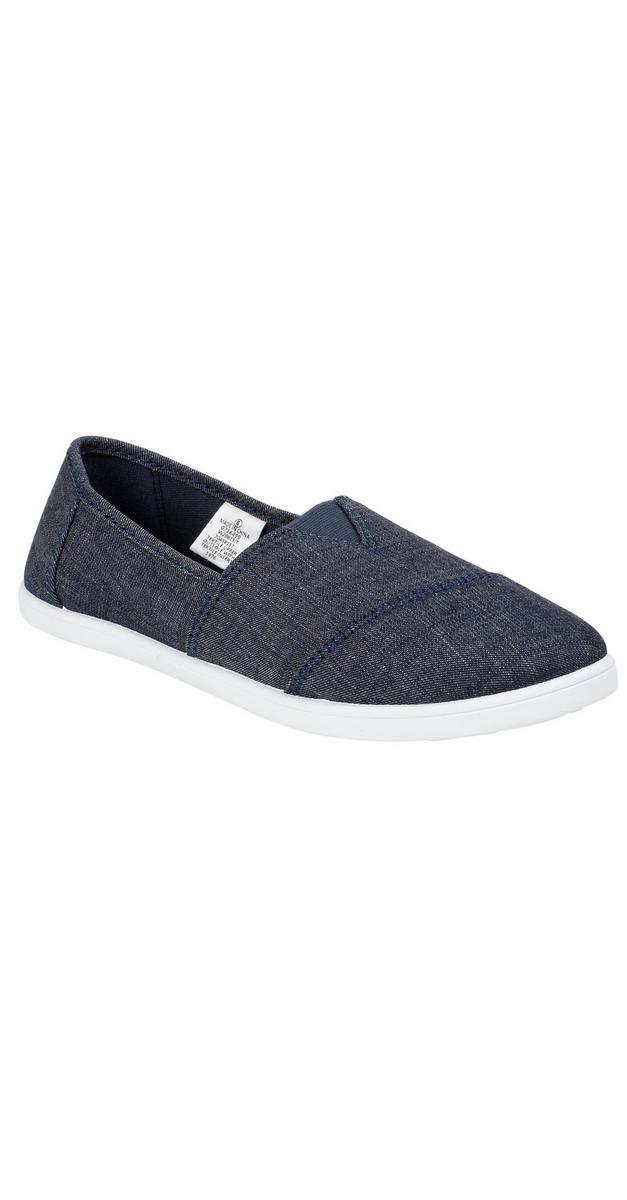 Womens Solid Canvas Slip Ons Blue Bealls 9257