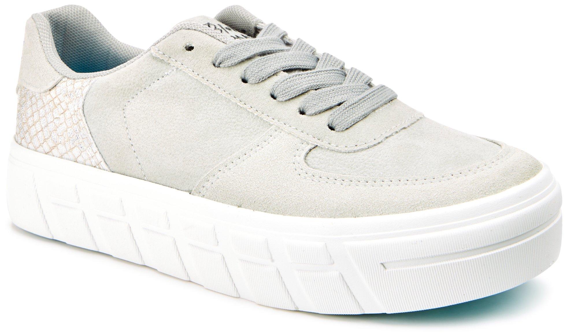Women's Solid Faux Leather Casual Sneakers