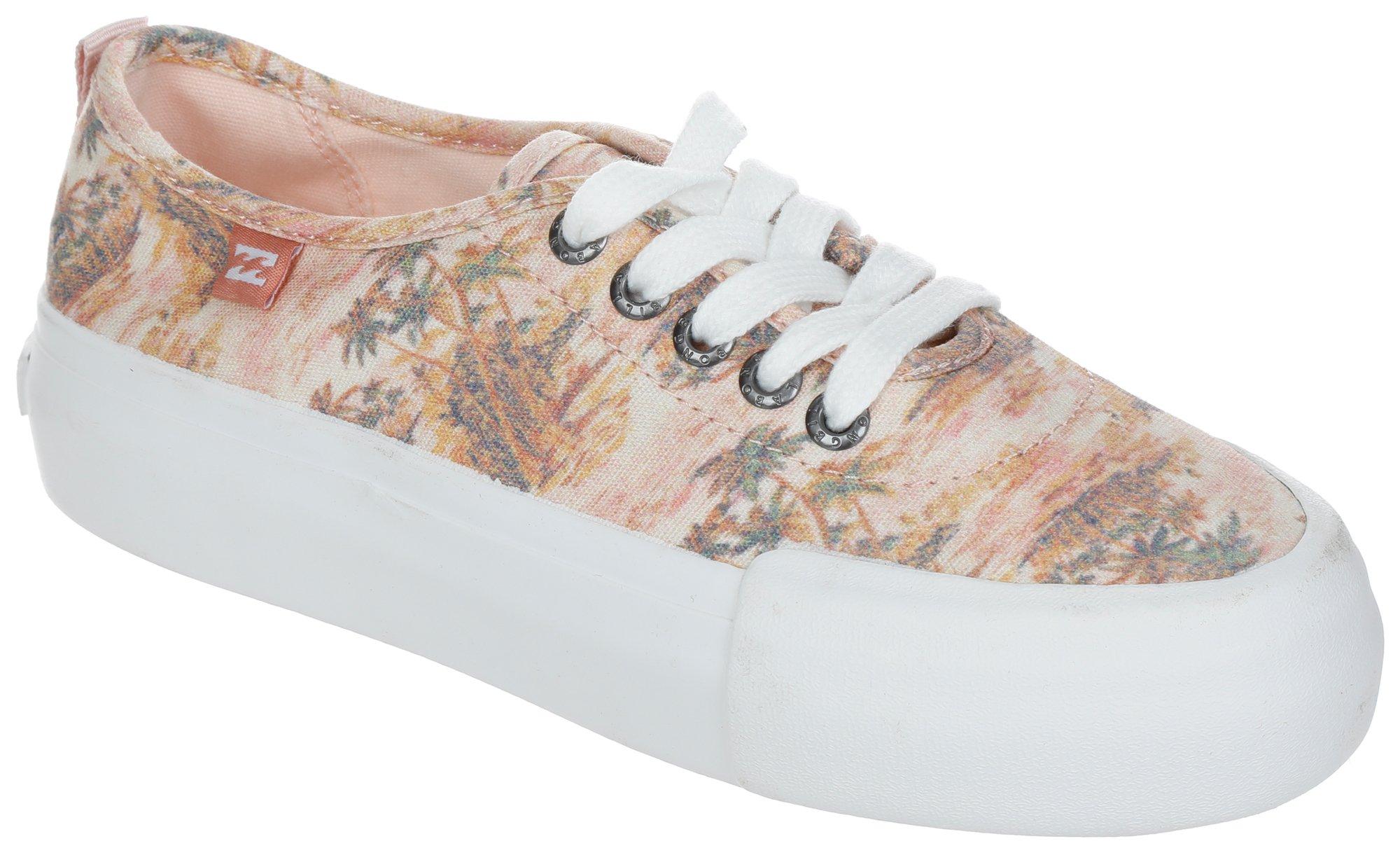 Girls Palm Tree Print Casual Sneakers
