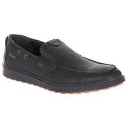 Men's Faux Leather Solid Boat Shoes - Navy