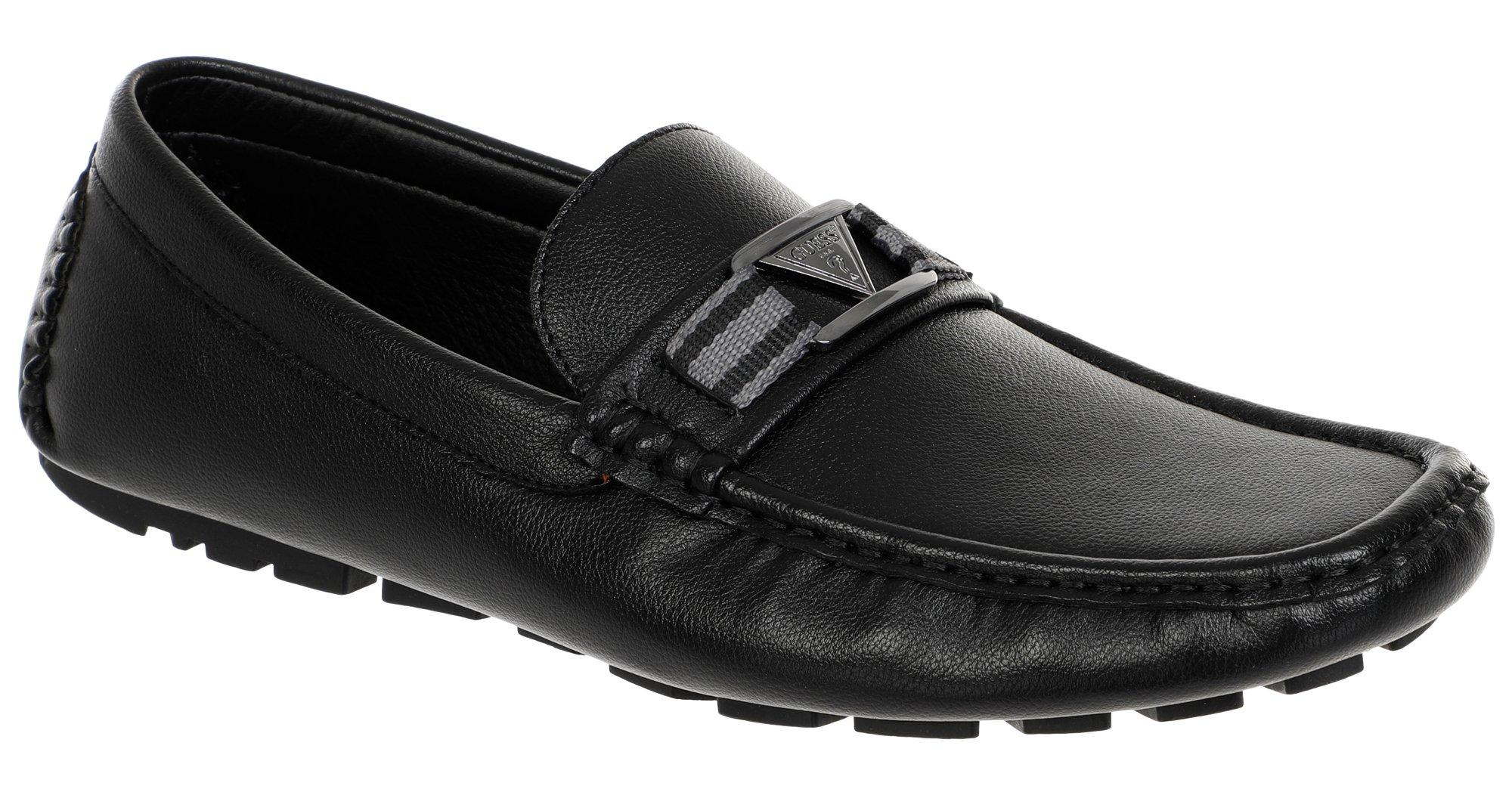 Men's Faux Leather Loafers - Black
