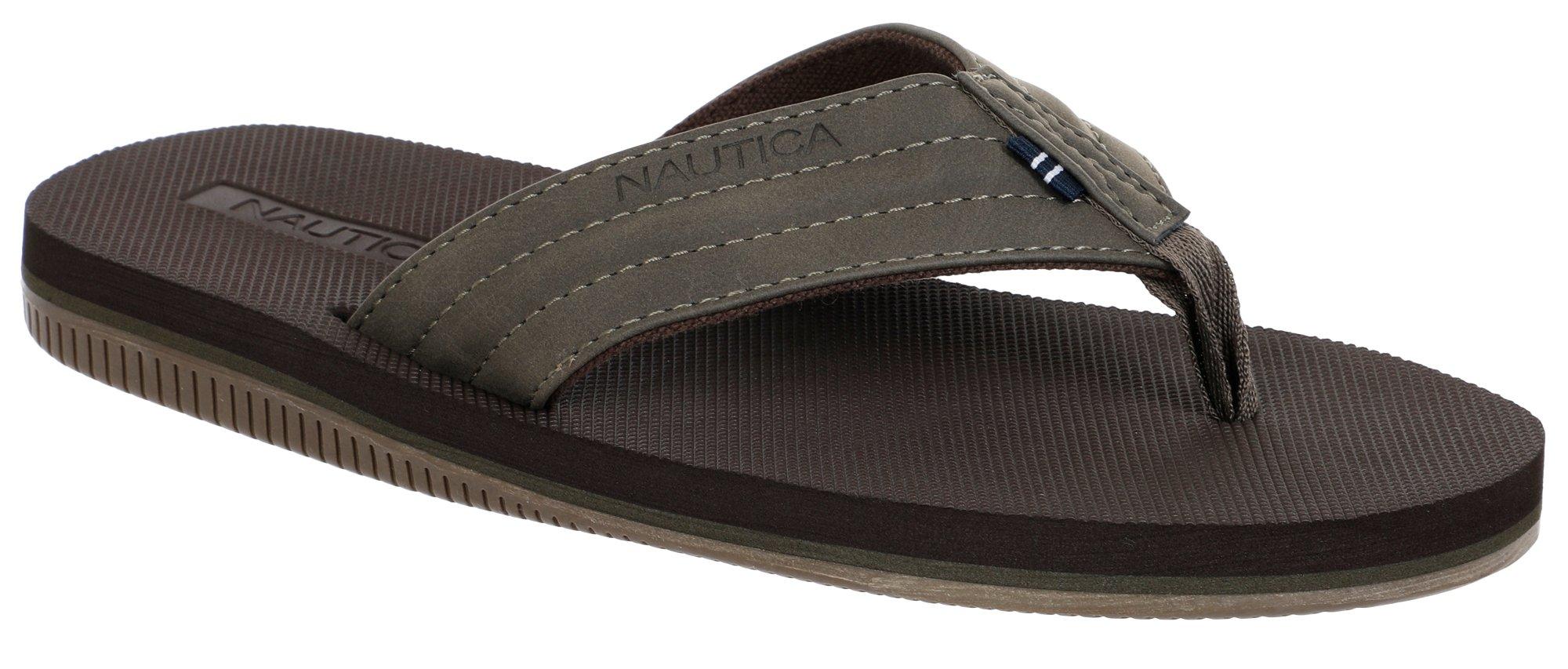 Men's Solid Thick Strap Flip Flops - Dark Olive