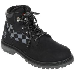Men's Checkerboard Work Boots - Black