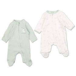 Baby Boys 2 Pk Moon & Back Footed Onesie Set - White/Mint