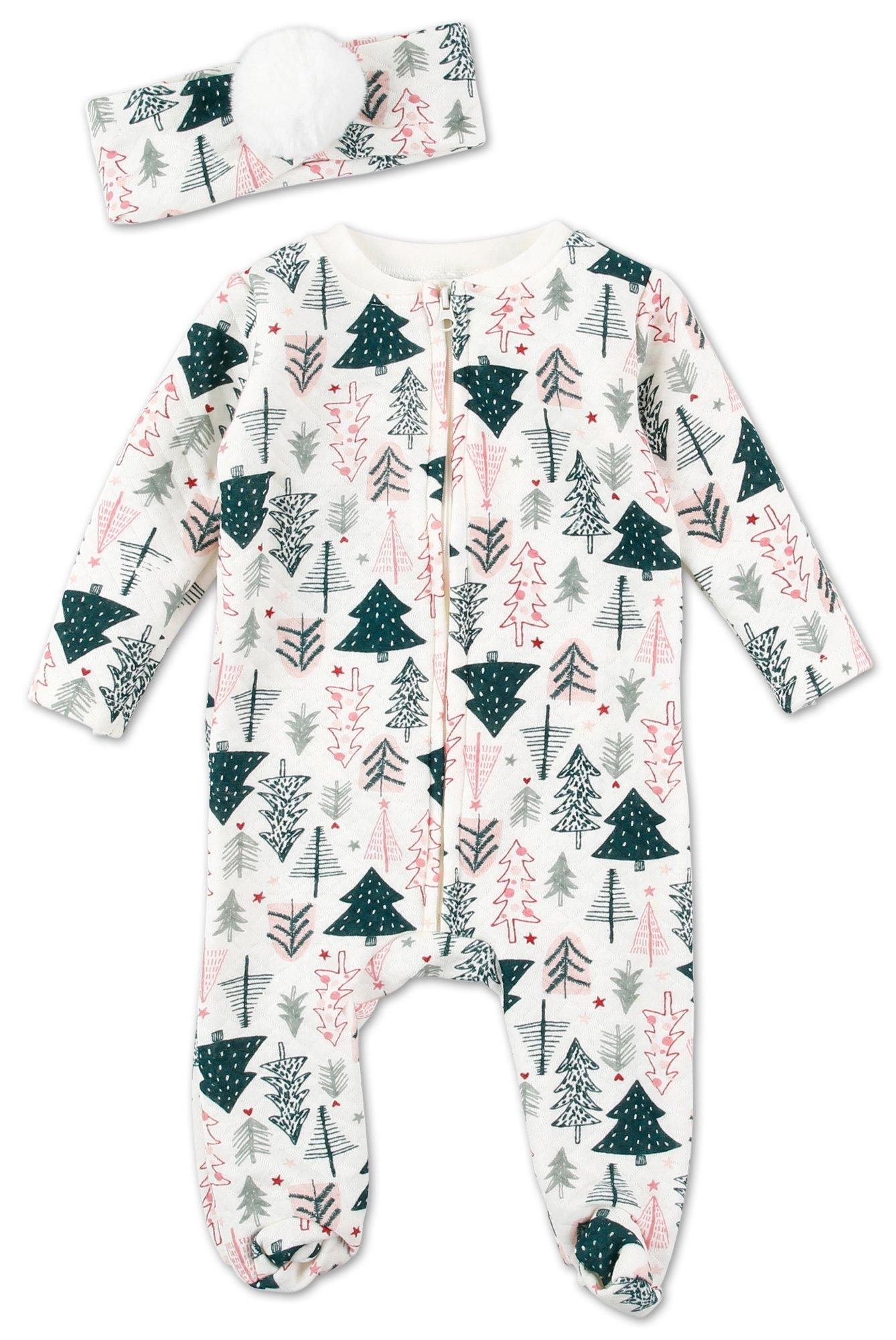 Baby Boys 2 Pc Christmas Onesie & Headband Set
