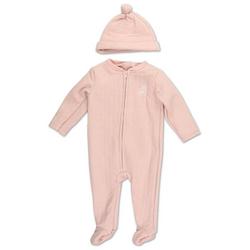 Baby Girls 2 Pc Footed Sleeper & Hat Set