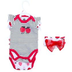 Baby Girls 2 Pc Strawberry Creepers Set