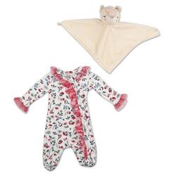 Baby Girls Footed Onesie & Snuggle Toy