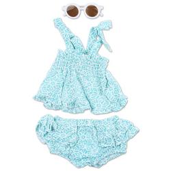 Baby Girls 2 Pc Summer Shorts Set w/Sunglasses