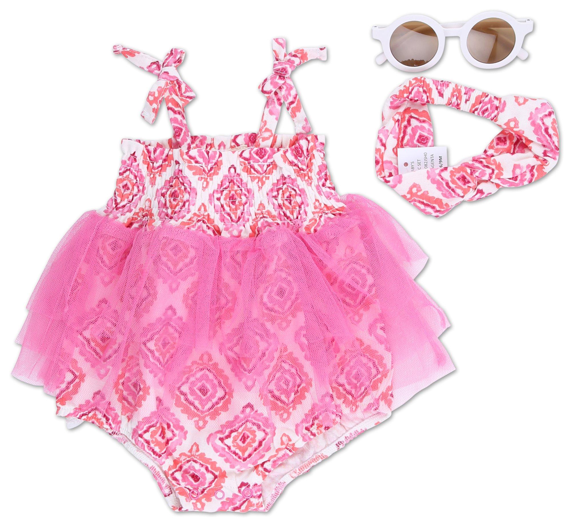 Baby Girls 3 Pc Summer Tulle Dress w/Sunglasses & Headband