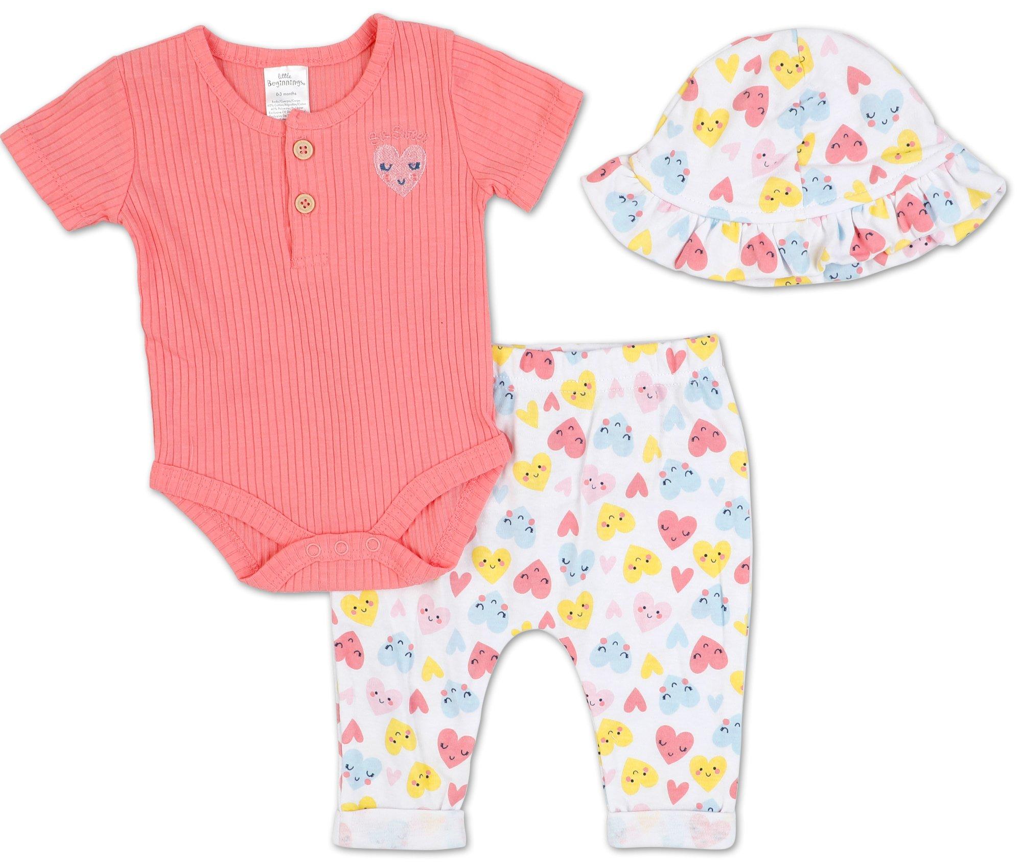 Baby Girls 3 Pc Heart Print Pants Set