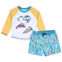 Baby Boys 2 Pc Swim Shorts Set