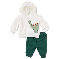 Baby Boy 2 Pc Dinosaur Sherpa Pants Set