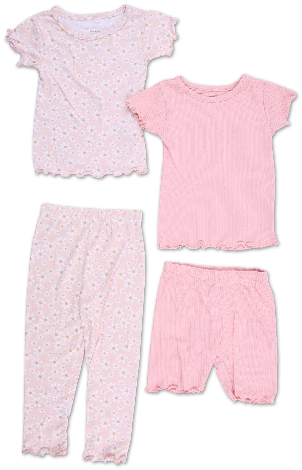 Baby Girls 4 Pc Pajama Pants Set