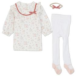 Baby Girls 3 Pc Floral Dress with Tights