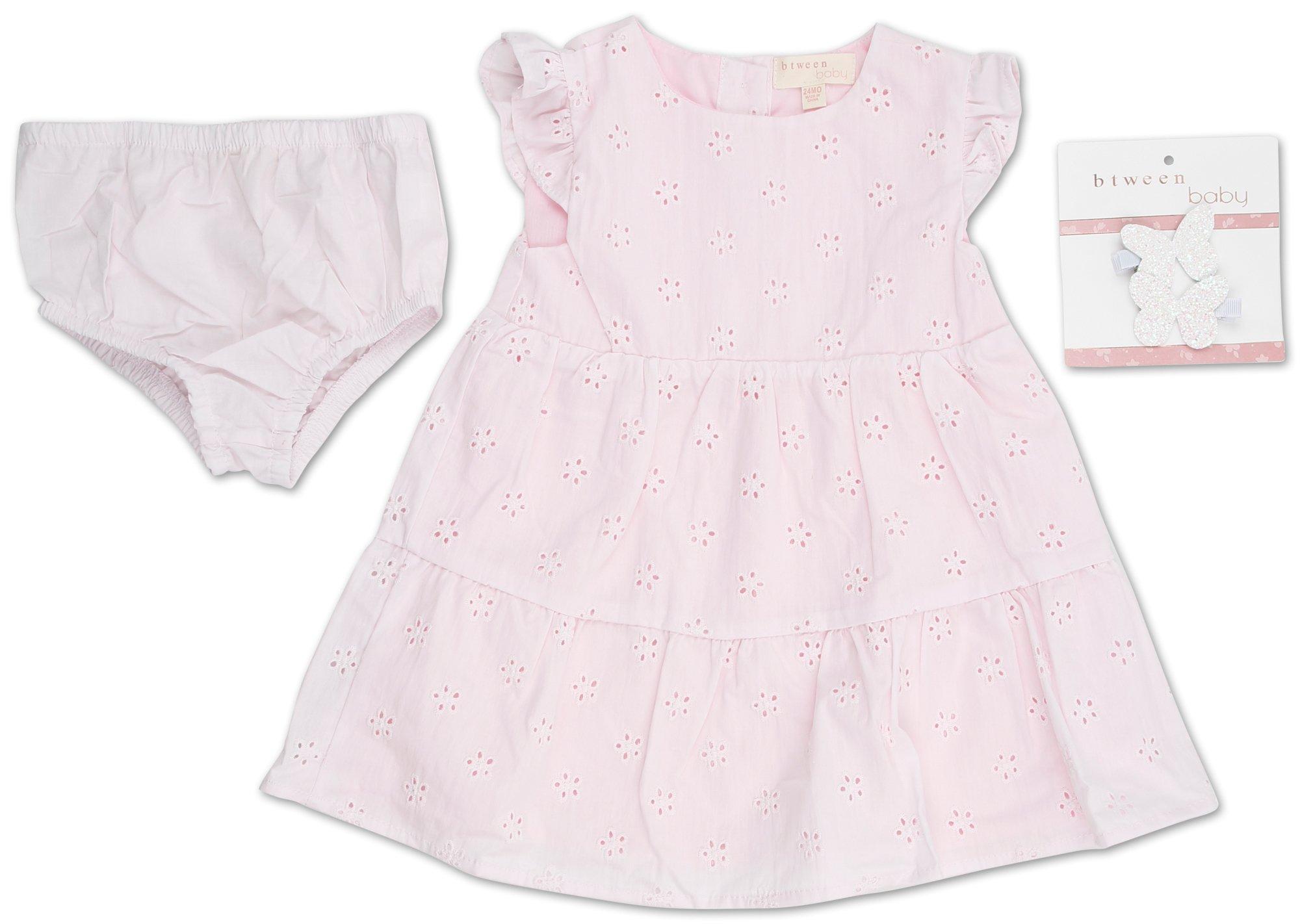 Baby Girls 4 Pc Solid Eyelet Dress